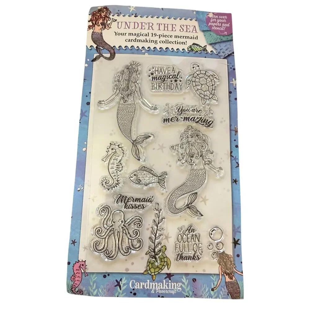 Cardmaking & Papercraft Under The Sea Mermaid Fish 19 PIece Clear Cling Stamps
